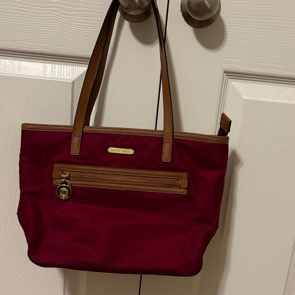 Michael Kors Red Tote with Tan Trim